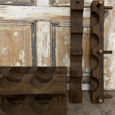 Brutalist Wijnrek, Vintage. Modulair Systeem. Oud Eikenhout. — foto 6