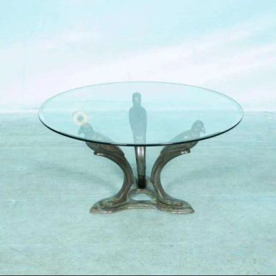 Hollywood Regency (salon-) Tafel, Brons, Glas, Rond. — foto 2