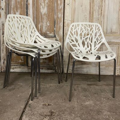 Set van 4 Italiaanse Designstoelen (Fast "Forest" Stijl) Wit — foto 6