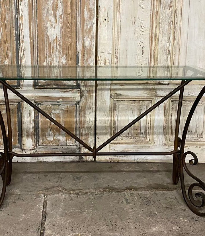 Sidetable, Konsole, Schmiedeeisen, Glas