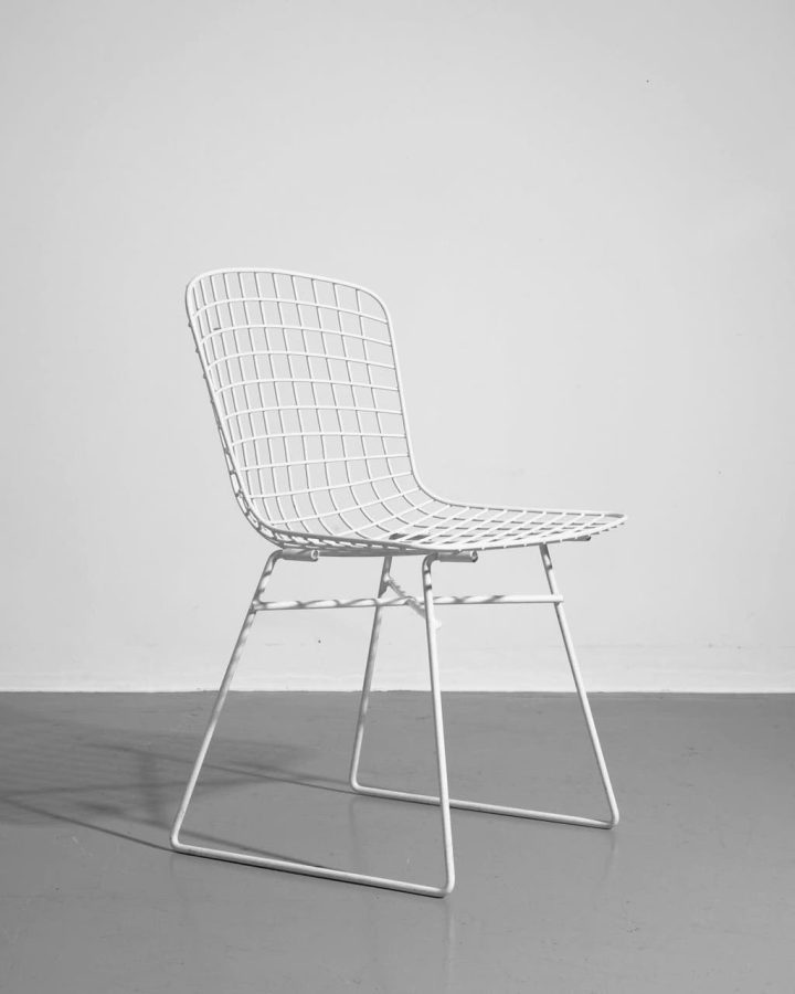 Vintage-Drahtstuhl von EMU, Weiß, Italienisches Design, Siebziger