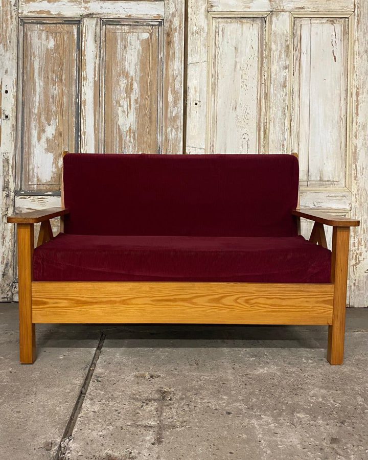 Vintage-Mid-Century-Sitzbank, Skandinavischer Chalet-Stil