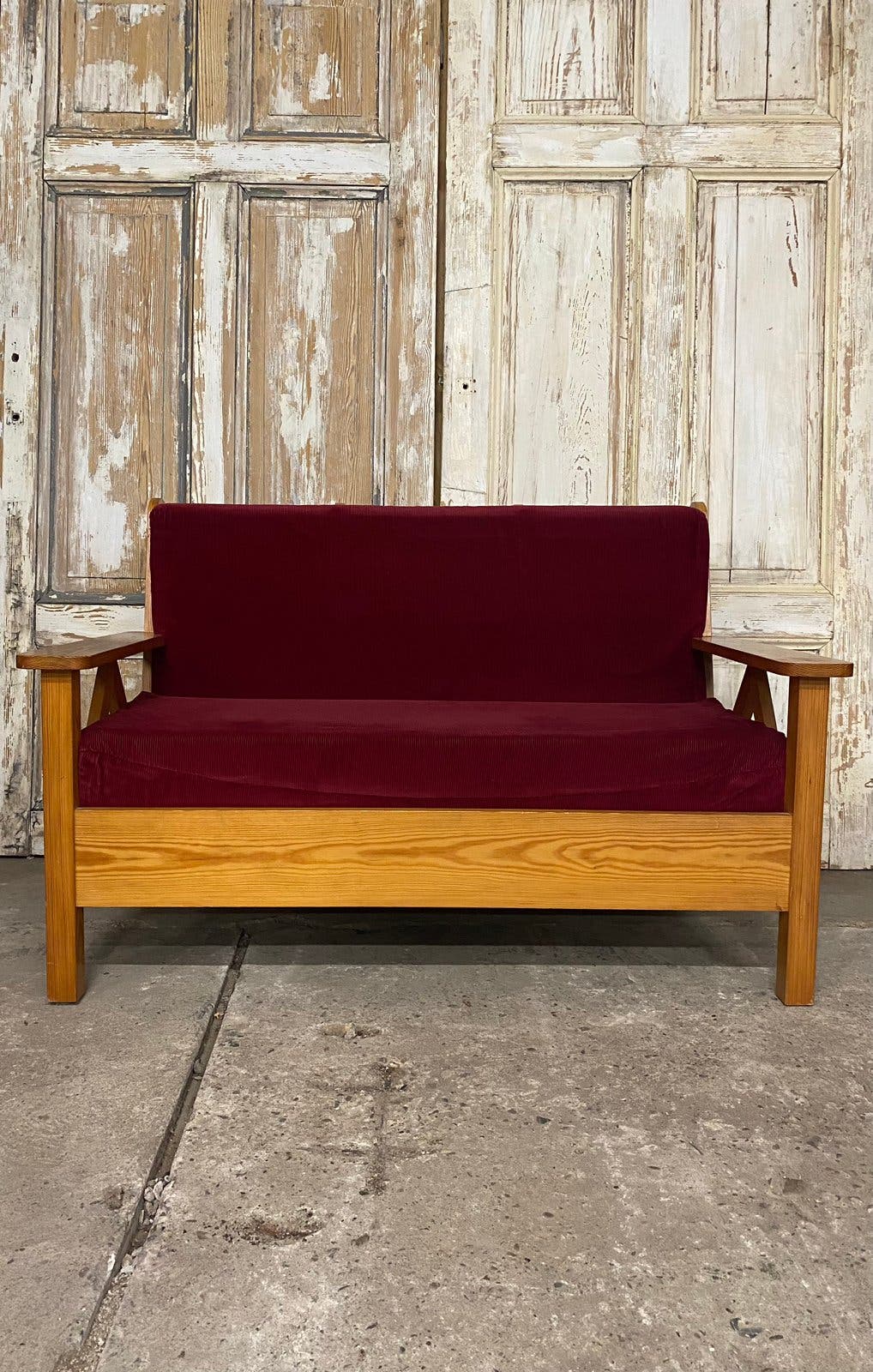 Vintage-Mid-Century-Sitzbank, Skandinavischer Chalet-Stil